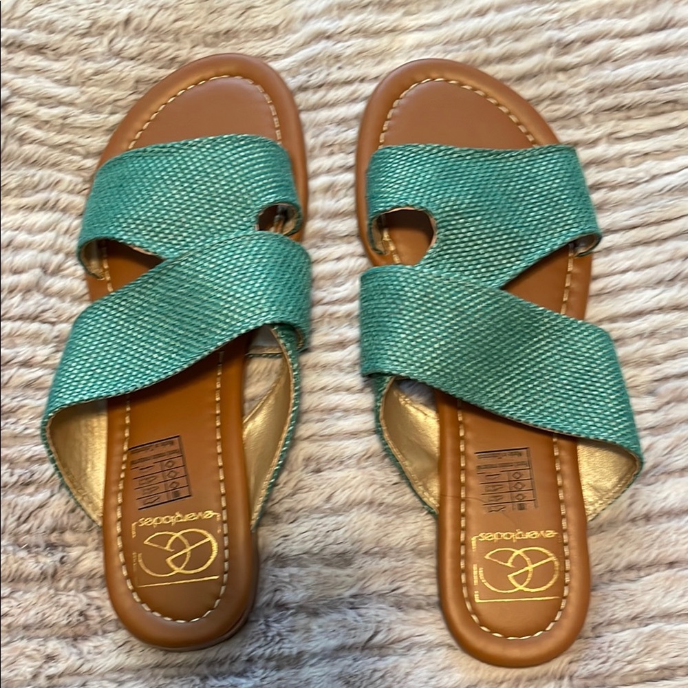 Teal/Green Criss-Cross Sandals